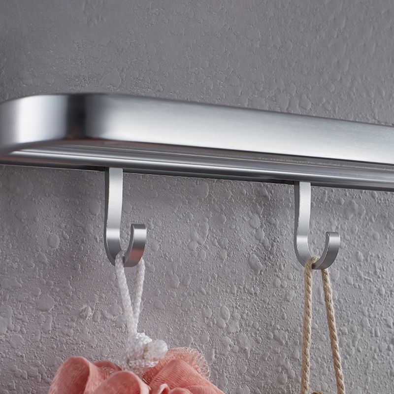 Modern Bathroom Accessory Set with Bathe Shelf/Robe Hooks/Towel Bar in Aluminum