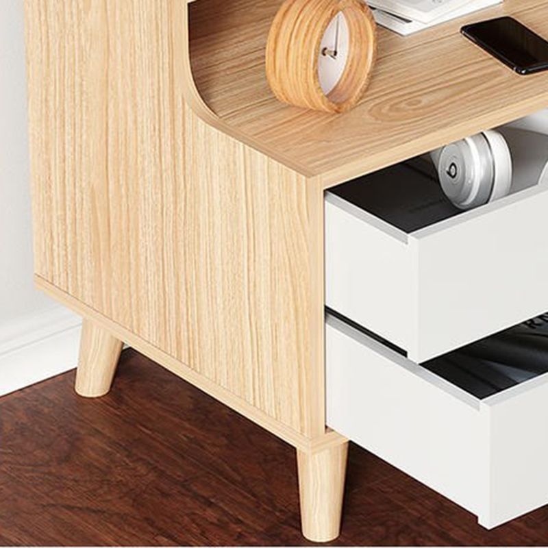 Open Storage Modern Night Table Drawer Storage Imitation Wood Nightstand