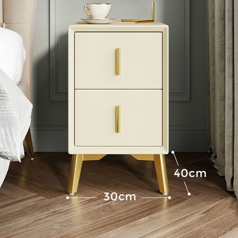 Wood Nightstand Glam 2 Drawer Night Table with Legs for Bedroom