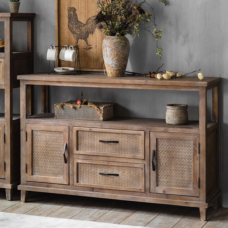 Farmhouse Sideboard Table Home Wooden Server with 1/2/3-Drawer for Dining Room