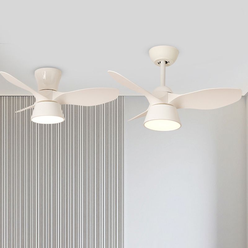 Minimalist LED Fan Light Fixture in Black / White Metal and Plastic Ceiling Fan