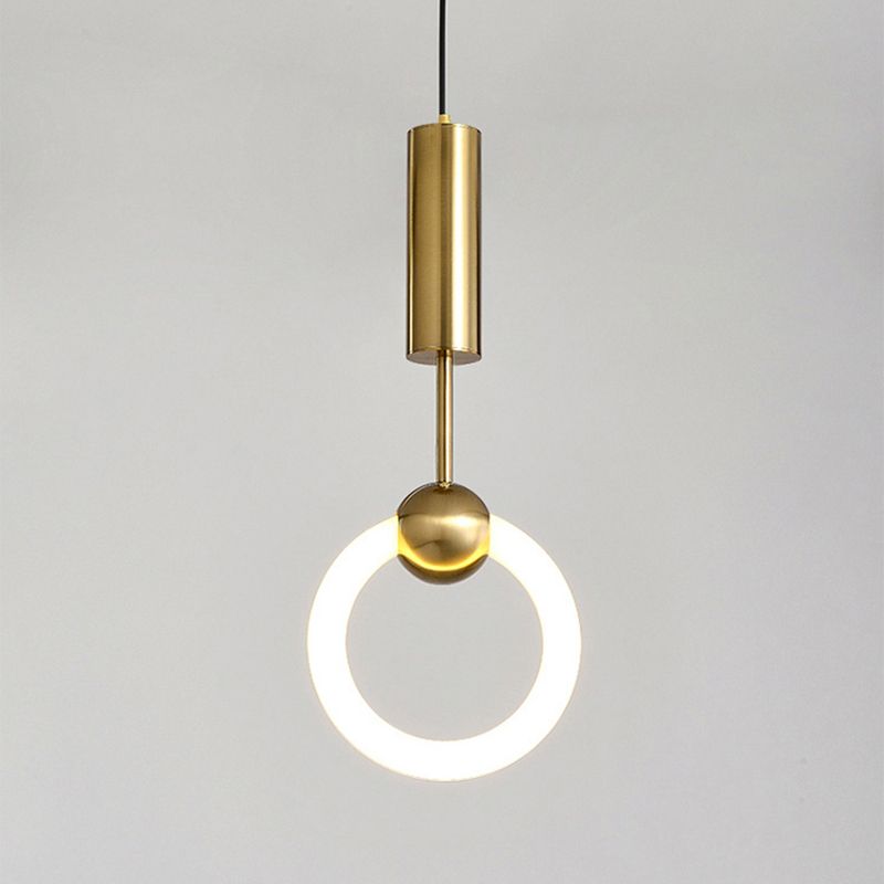 Ring Suspension Pendant Light Modern Style Metal LED White Pendant Ceiling Light