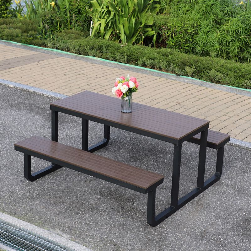 Contemporary Brown Rectangle Picnic Table UV Resistant Picnic Table