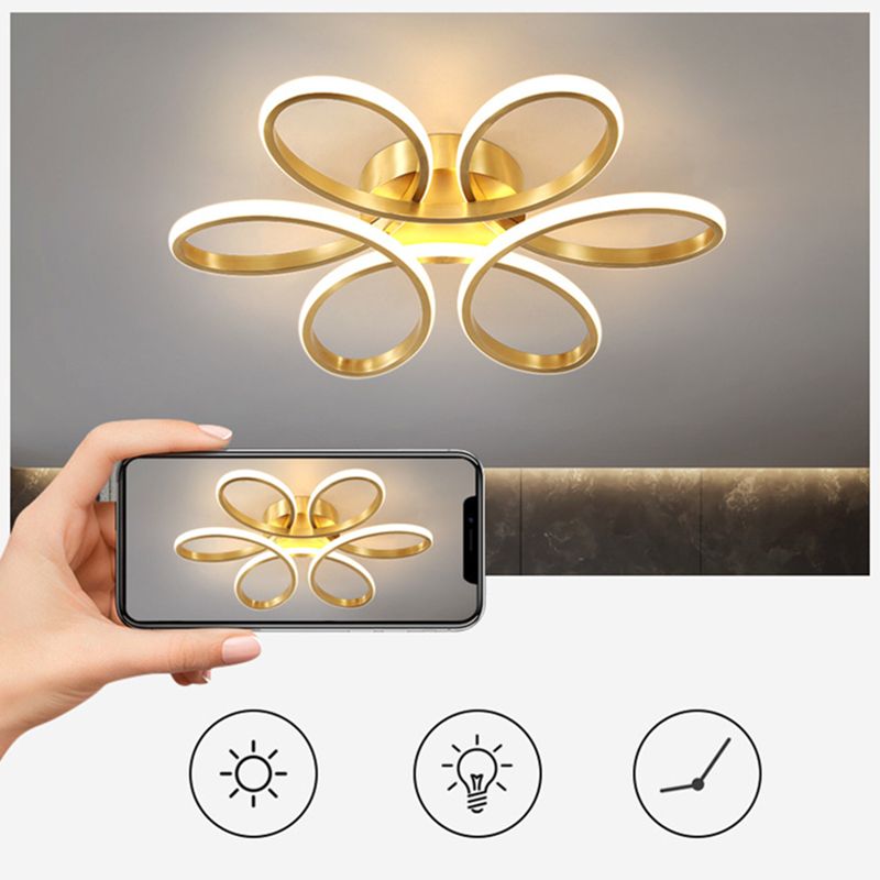 Flower Semi Flush Mount Light Acrylic Modern Simplicity Flush Ceiling Light Fixtures for Bedroom