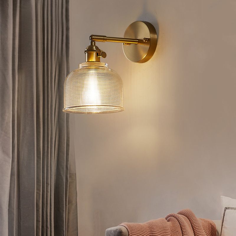 1 Light Cylinder Wall Mounted Light Fixture Industrial Style Metal Wall Sconce Lights in Gold