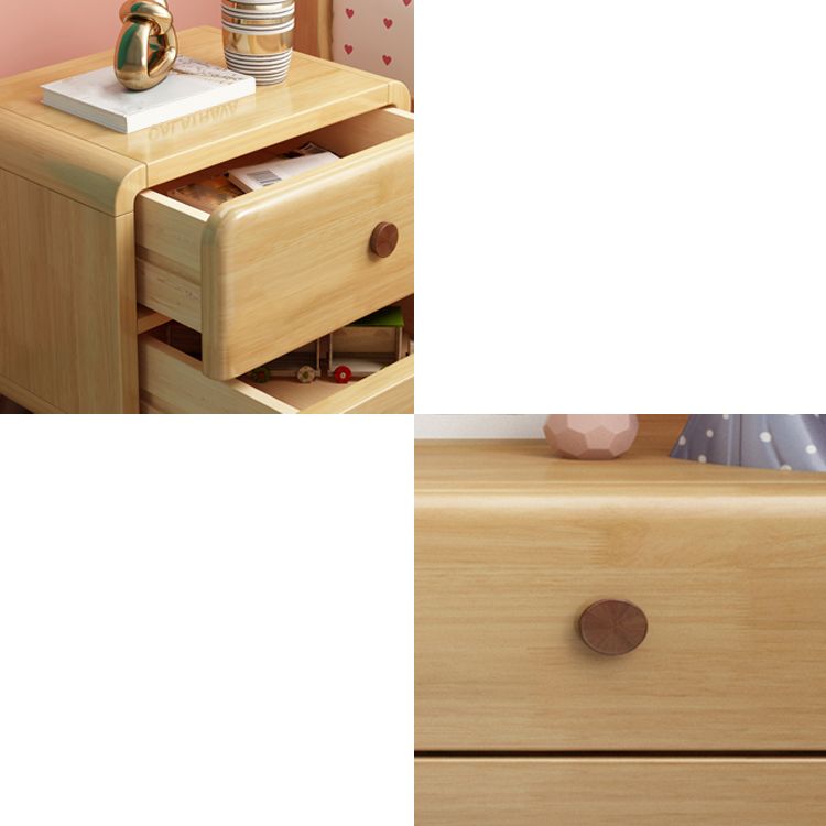 Natural Kids Bedside Table Modern Minimalist End Table with Drawers