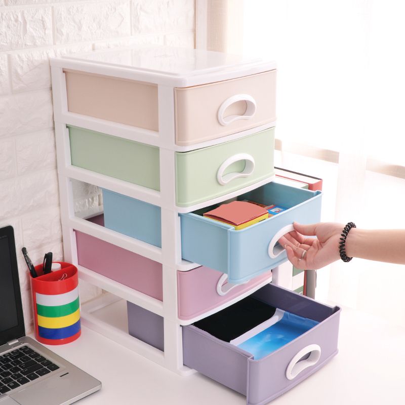 Color Block File Cabinet Drawers Vertical Plastic Filing Cabinet