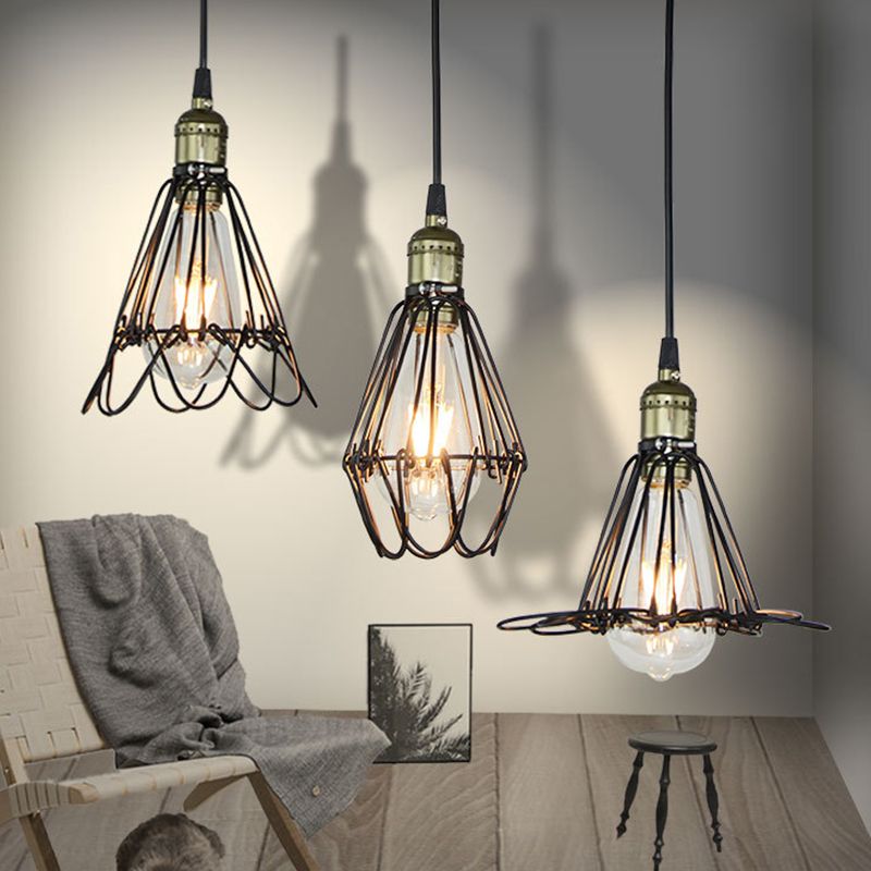 1 Light Flower Pendant Industrial Iron Ceiling Pendant with Hanging Cord for Bar