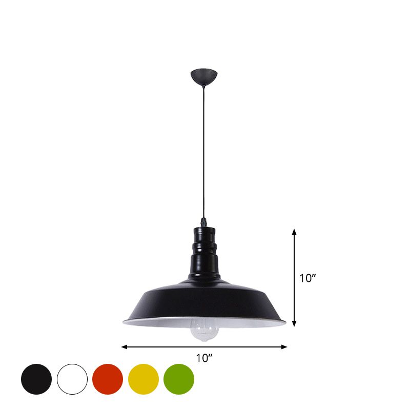 1 Head Rolled-Tim Barn Schatten Anhänger Lampe Industrielle Rot/Gelb/weiße Finish Hanging Light Kit