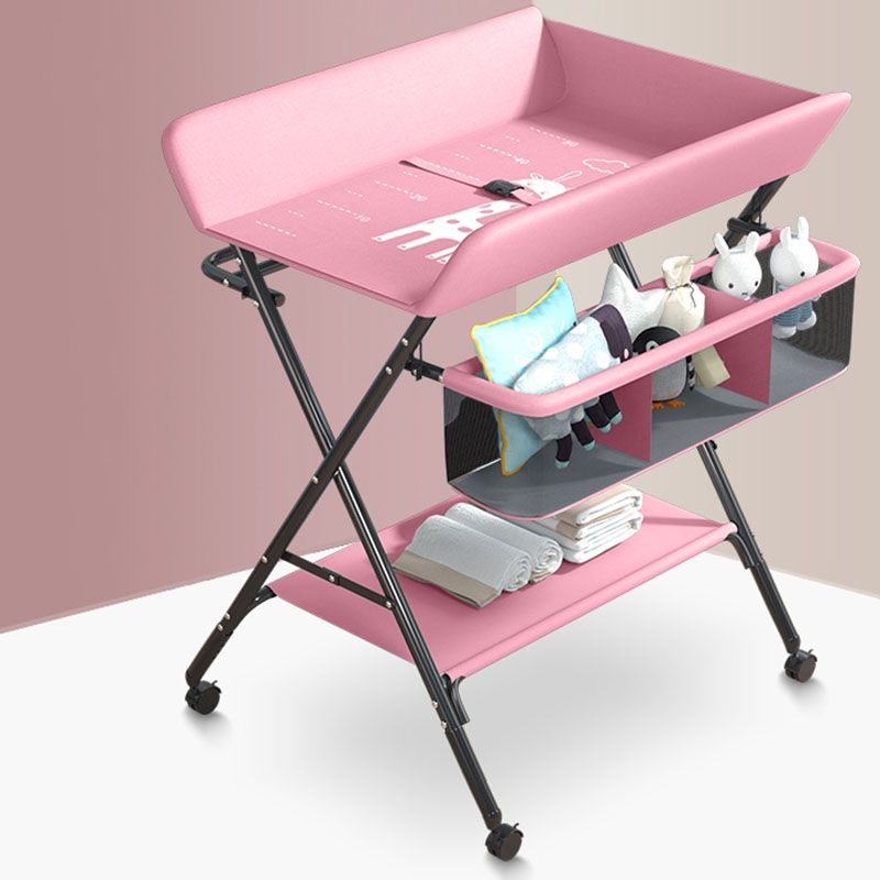 Modern Metal Changing Table Flat Top Baby Changing Table With Safety Rails