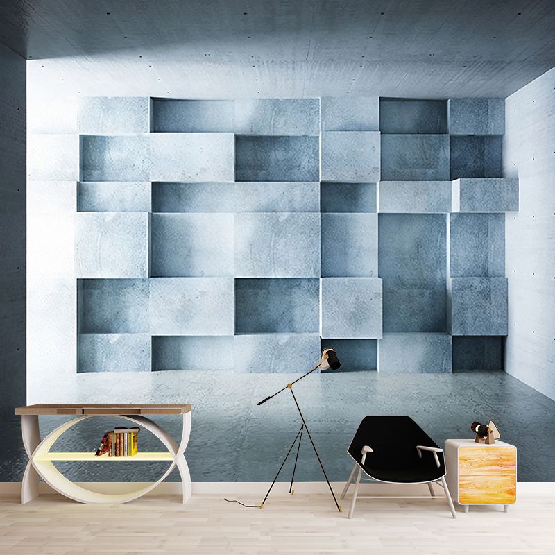 Extra Large Wall Covering Industrial Rustic Cement and 3D Geometries Wall Murals in Pastel Color