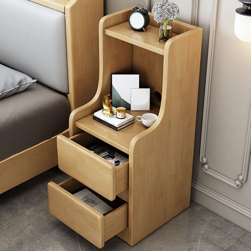 Solid Wood Bedside Table Modern Minimalist Open Bedside Table with Drawers