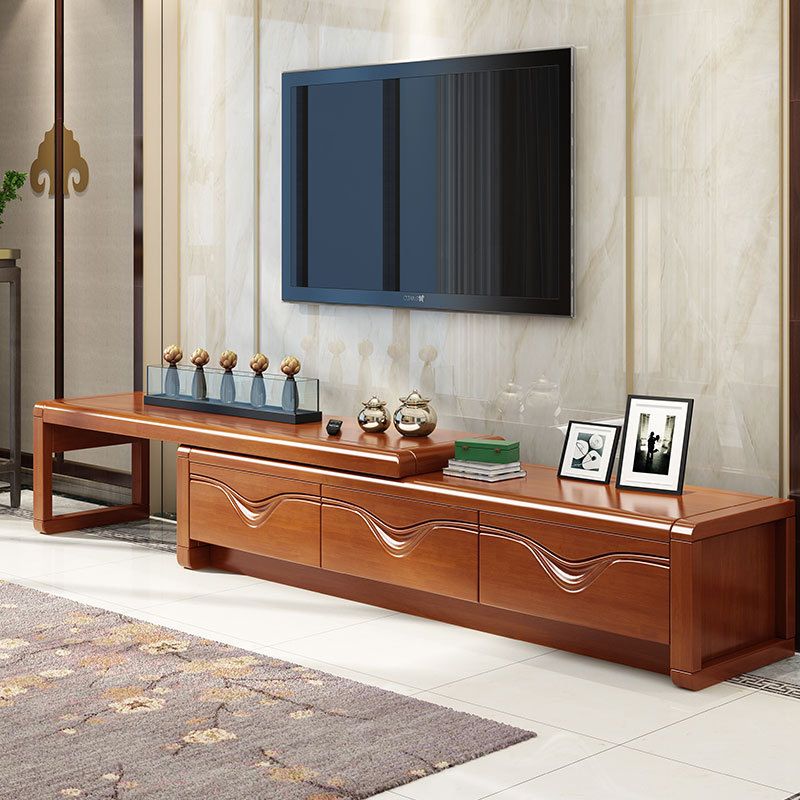 Contemporary Media Console TV Stand Solid Wood TV Stand with Drawers