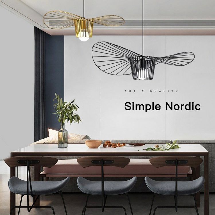 Metal 1 luce a sospensione leggera Light Nordic Modern Simple Hat Cage Hanging Lampada per soggiorno