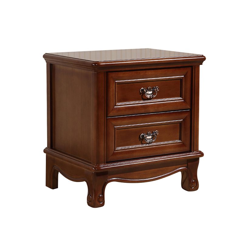 Traditional Accent Table Nightstand Antique Finish Bed Nightstand with Drawers