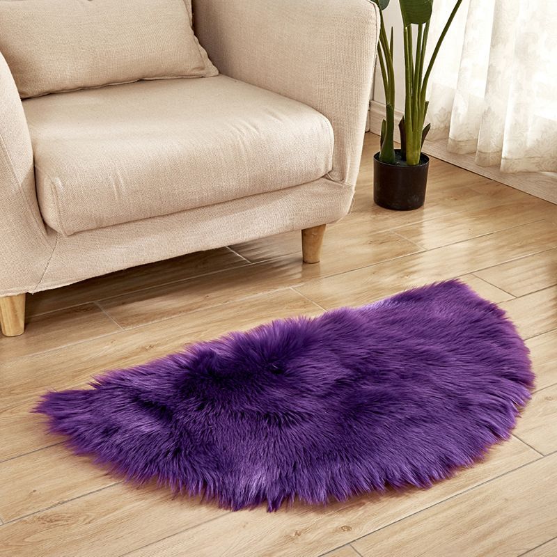 Semicircle Plain Rug Multi-Color Simplicity Carpet Fluffy Washable Stain Resistant Rug for Living Room