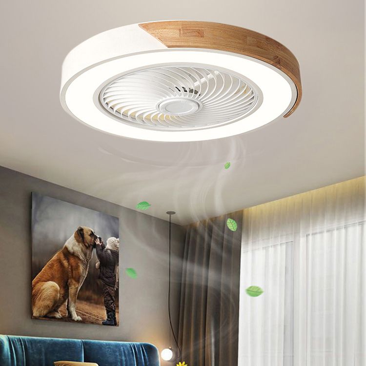 LED Ceiling Fan Light 1-Light Wooden Ceiling Mount Lamp with Acrylic Shade for Bedroom