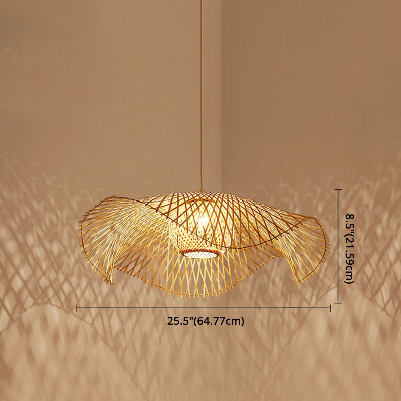 1 Light Swirl Hanging Ceiling Lights Chinese Bamboo Hanging Light Fixtures for Living Room