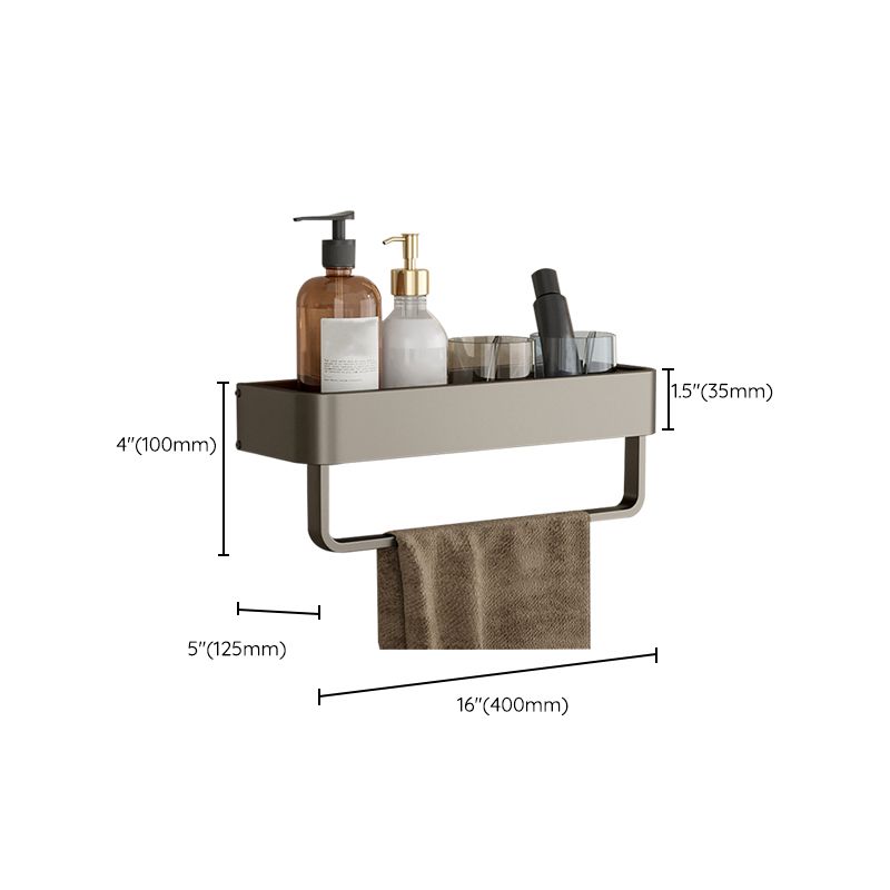 Contemporary Aluminum Bathroom Accessory Set Gray Bath Shelf