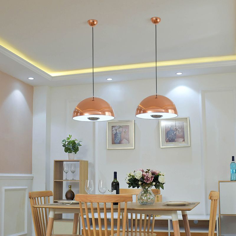 Postmodern Iron Ceiling Lamp Semicircle Shape Bulb Colorful Pendant Light for Bedroom