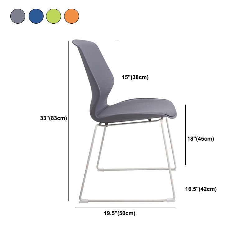 Modern Steel Office Chair Plastic Armless No Wheels Office Chair