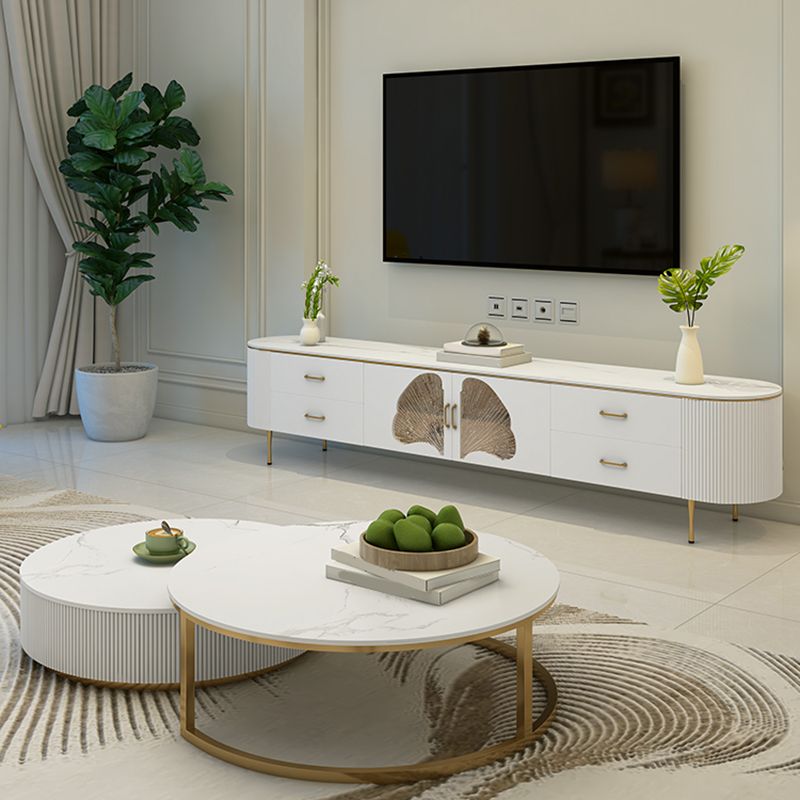 Contemporary TV Media Console Stone TV Console for Living Room