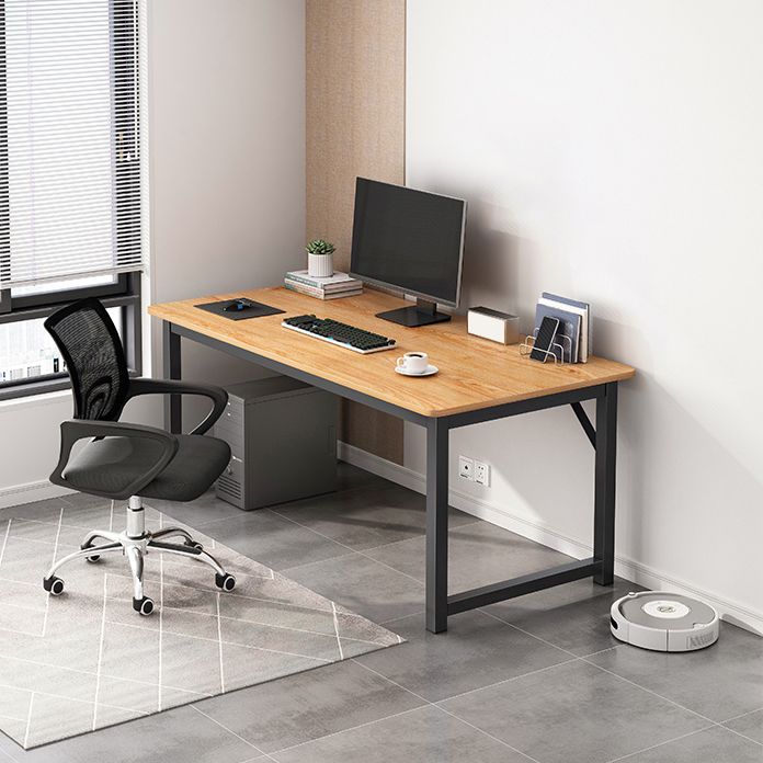 Contemporary Wooden Office Desk Sled Base Writing Desk with Steel Legs