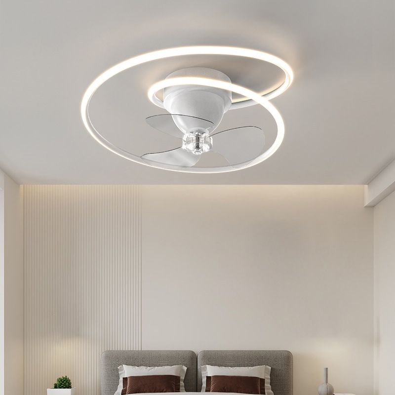 3-Blade Contemporary Ceiling Fan Polish Finish LED Fan with Light for Foyer