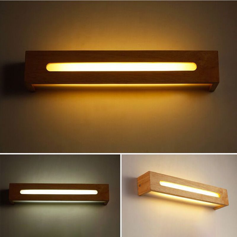 Rectangle Wood Wall Mounted Lights Contemporary Wall Mounted Light Fixture for Bathroom