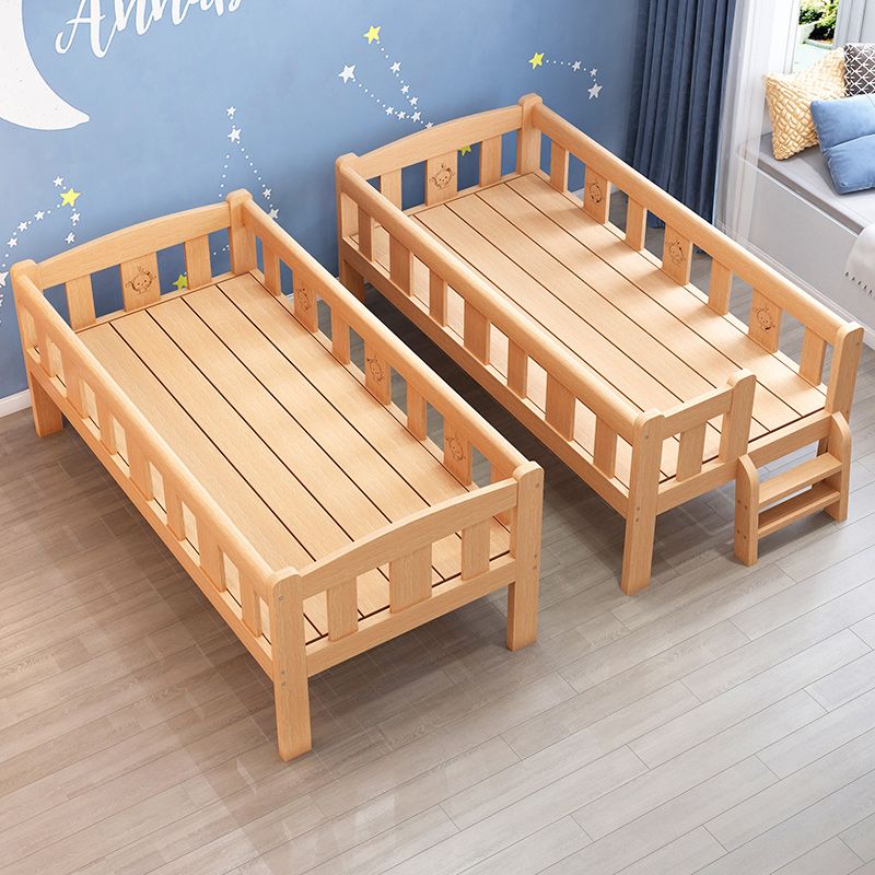 Scandinavian Nursery Crib with Guardrail in Solid Wood Convertible Crib