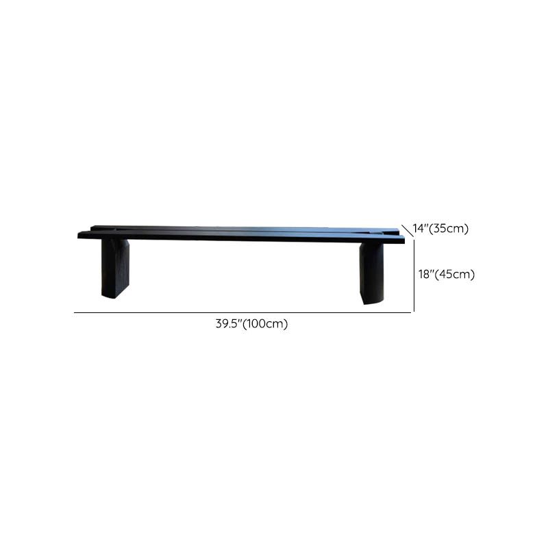 Contemporary Pine Wood Bench Black Seating Bench with Double Pedestal