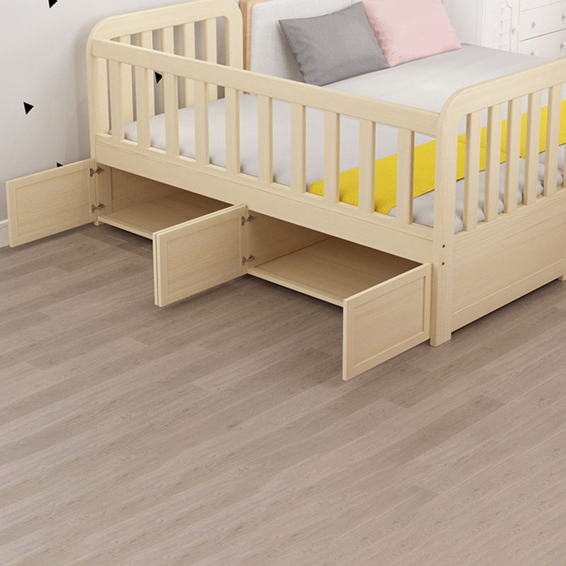 Under Crib Storage Baby Crib with 3 Guardrails Pine Nursery Bed