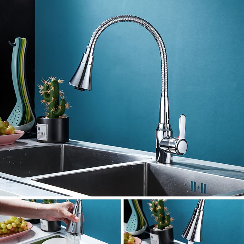 Contemporary Standard Kitchen Faucet Metal Kitchen Faucet with One Handle