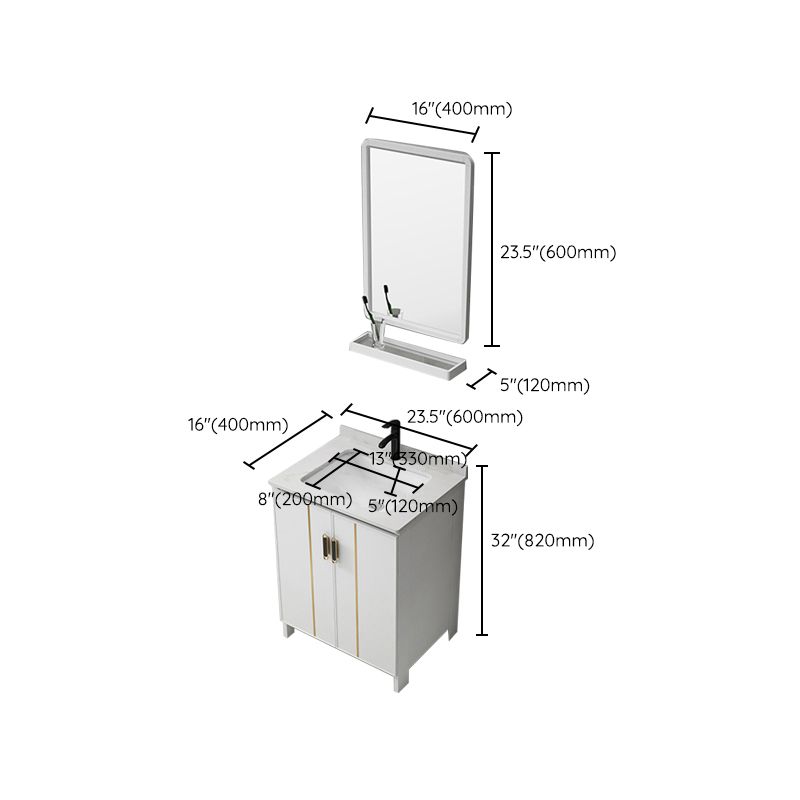 Gorgeous Freestanding Sink Cabinet Mirror Cabinet Bathroom Vanity Set in White