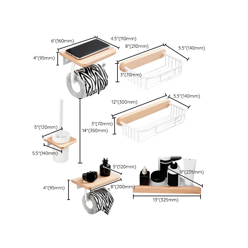 White 7-piece Bathroom Accessory Set Wood and Metal Bathroom Set