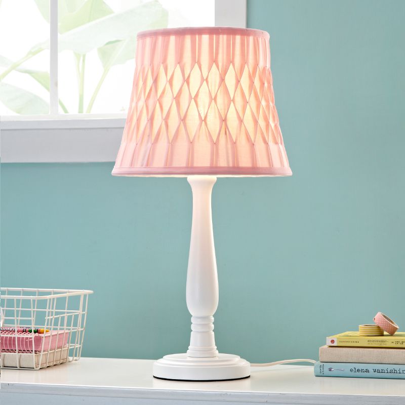 Macaron Barrel Shape Reading Book Light Wood 1 Bulb Bedroom Nightstand Lamp in Pink/Purple/Green