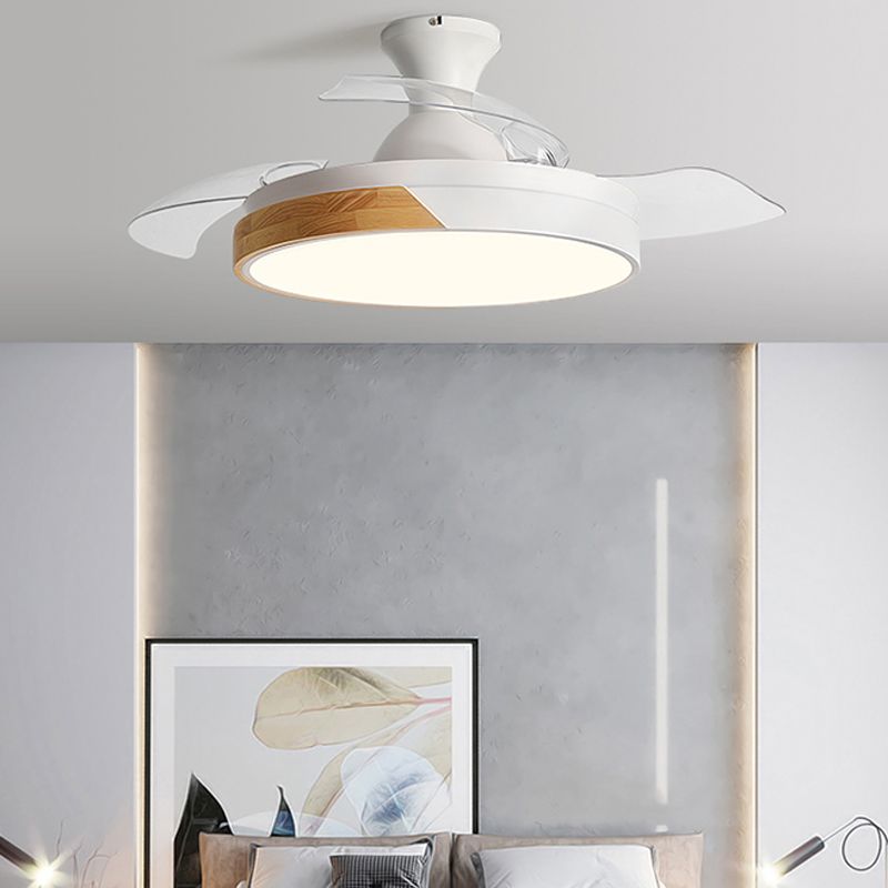 Geometry Shape Ceiling Fan Light Kids Style Metal Single Light LED Flush Light for Bedroom