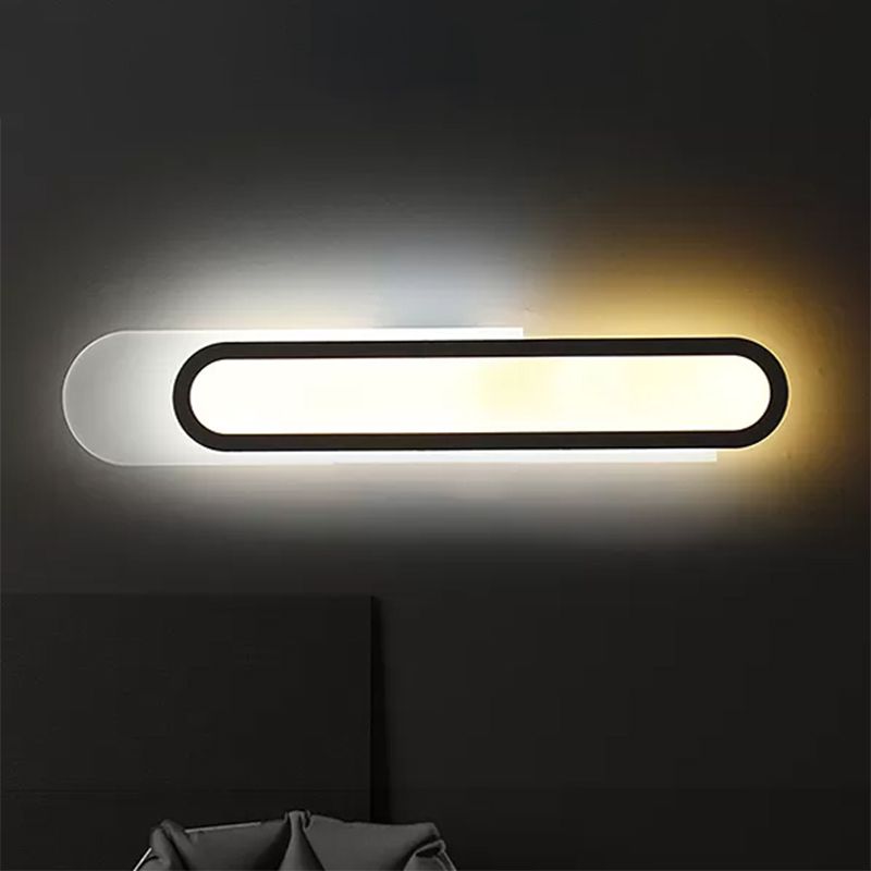 Luz de tocador de baño LED con tono acrílico oblongo apliques de pared blanca en luz cálida/blanca, 12 "/18"/20 "de ancho