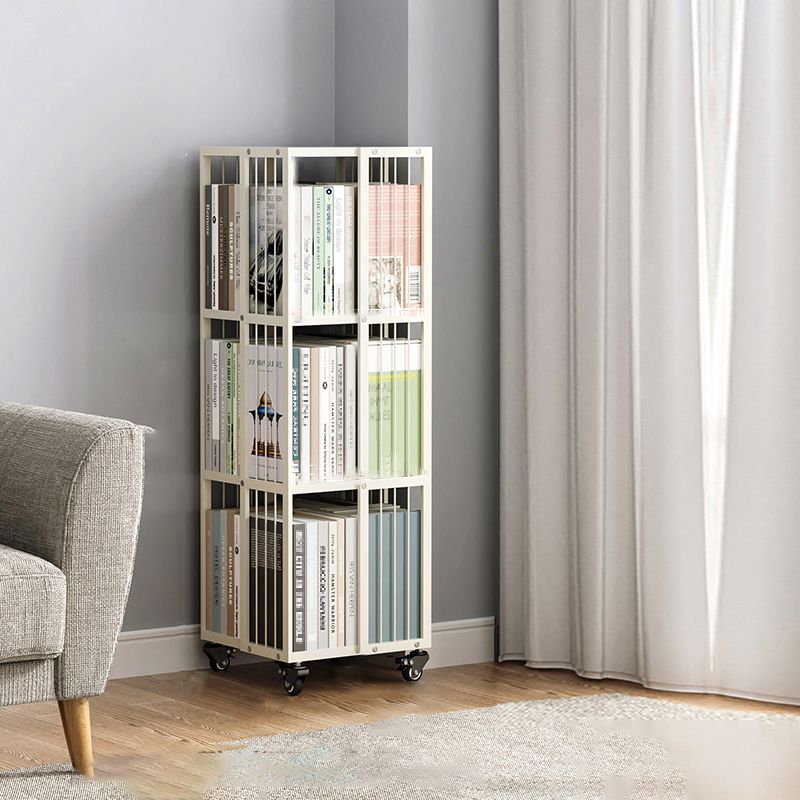 White Contemporary Geometric Book Shelf Metal Shelf Bookcase