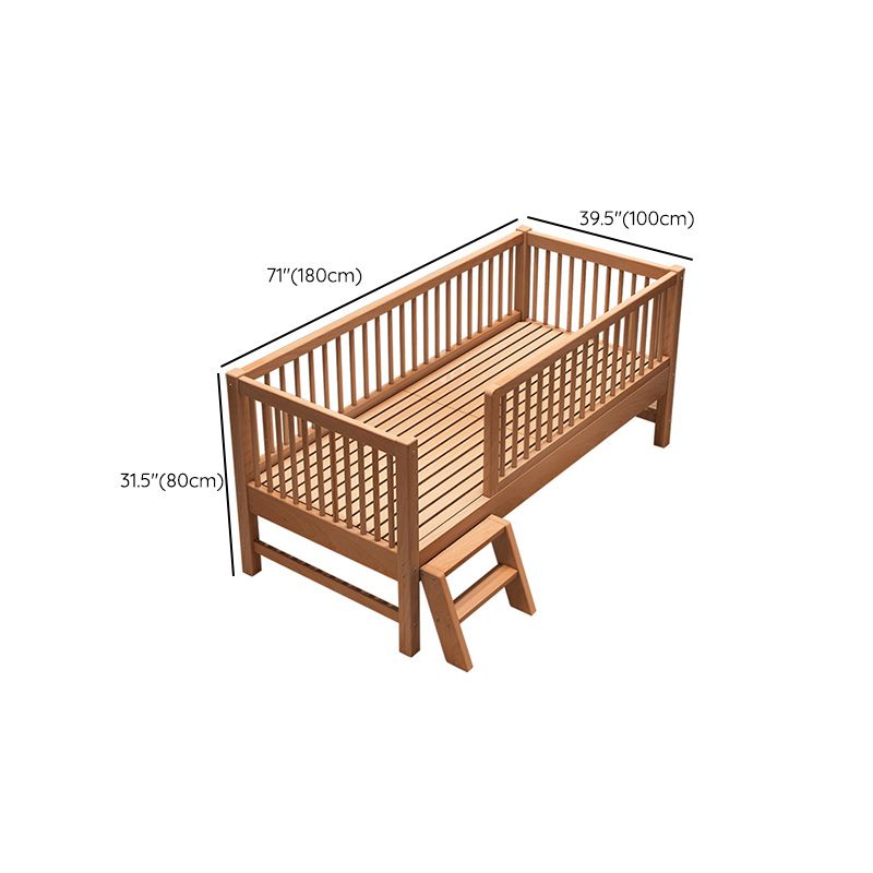 Contemporary Natural Solid Wood Baby Crib with Guardrail Wood Crib