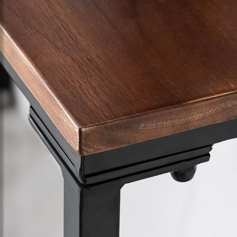 Dark Brown Solid Wood Top Console Table with Metal  Sled Legs