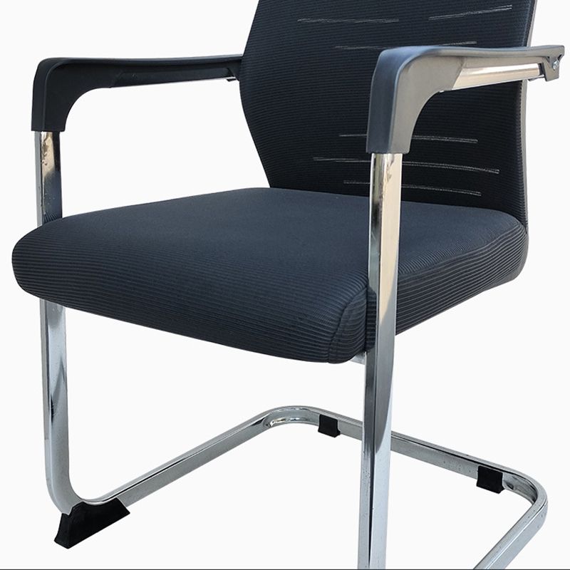 Modern Desk Chair Mesh Computer Chair in Black Mid-Back Chair No Wheels