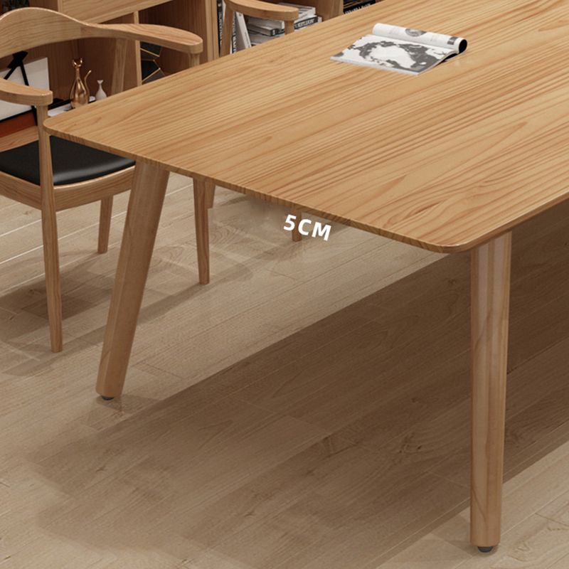 Solid Pinewood Office Writing Table Modern Rectangle Meeting Table