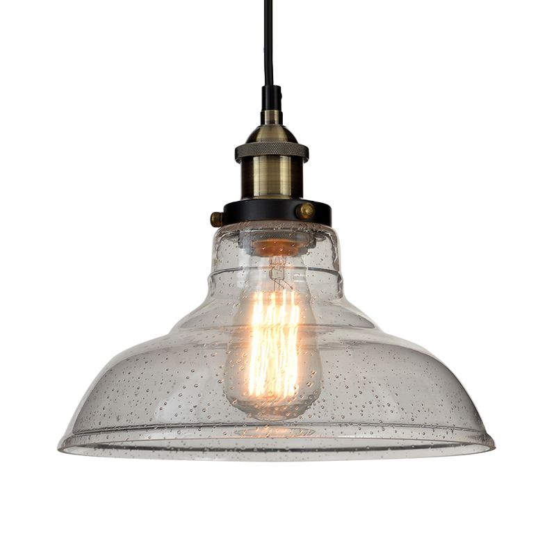 1 Bulbe Dinomage Pendard Lighting Vintage Style Clear Plafond Ayémateur avec une teinte en verre de grange