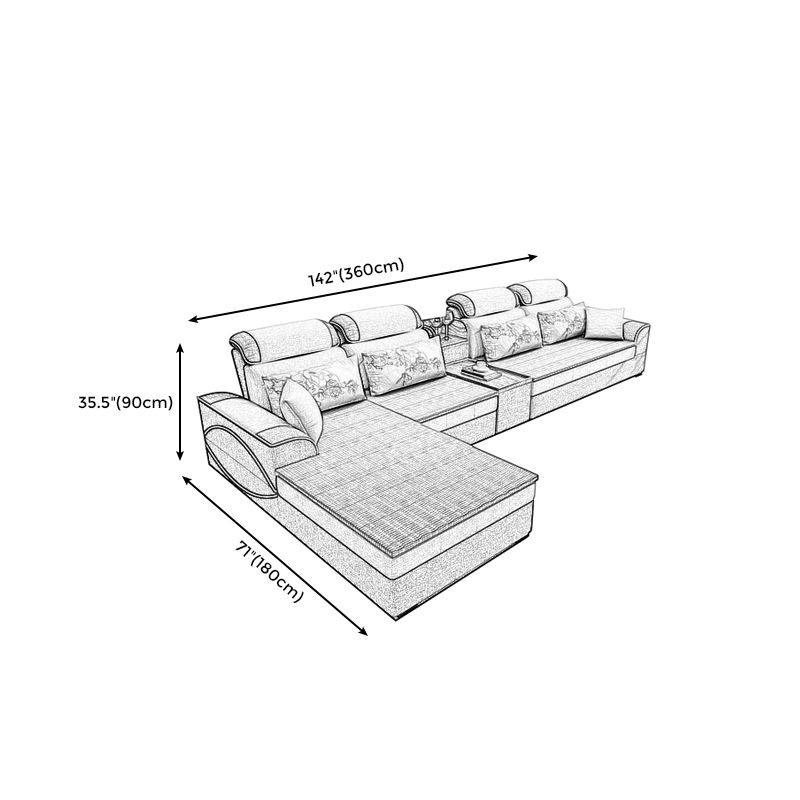 Farmhouse Removable Cushions Sectionals 35.43"High Pillow Top Arm Sofa with Chaise