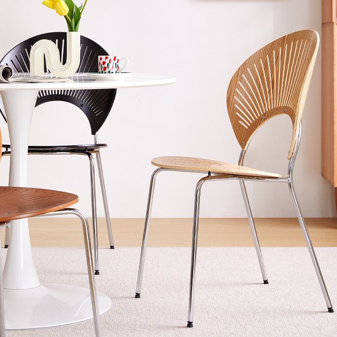 Contemporary Metal Kitchen and Dining Room Chair Open Back Dining Side Chair