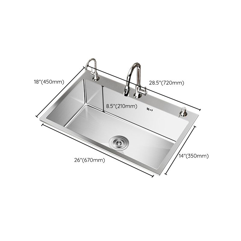 Stainless Steel Drop-In Kitchen Sink Single Bowl Sink with 3 Holes