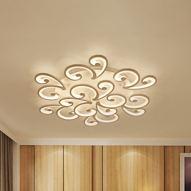 Modern LED Petal Flush Mount Light Acrylic 2/3/4-Light Bedroom Ceiling Lamp in Warm/White/Natural Light