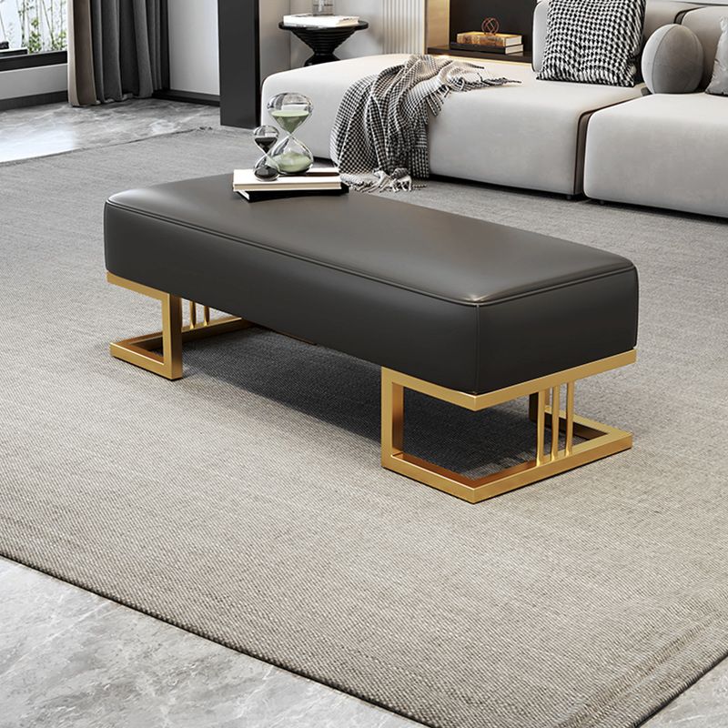 Glam Rectangle Bench with Legs Faux Leather Foam Bench for Home Office