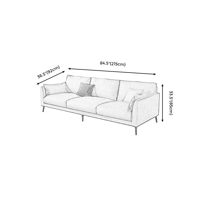 Contemporary Gray Recessed Arm Couch Living Room Faux Leather Sofa